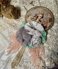 Shabby Chic  French Country, Antique Vanity Hand Mirror, French Court Lady #2
