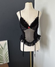 Giarrettiera vintage anni 90 Juliara corsetto pizzo nero bustier lingerie maglia cintura elasticizzata