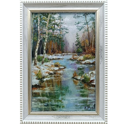 Dipinto olio paesaggio foresta