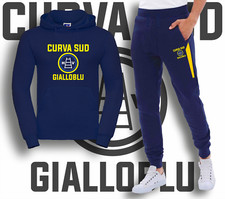 TUTA BRIGATE GIALLOBLU HELLAS VERONA FELPA CAPPUCCIO PANTALONE IDEA REGALO