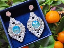 orecchini sposa pendenti con Swarovski e perle 