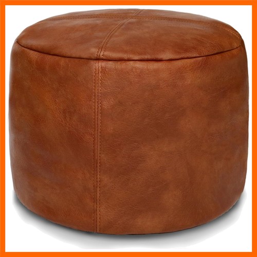 Unstuffed faux leather pouf - unstuffed,