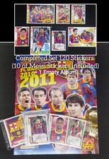 Set Completo 2010-11 Panini FC BARCELLONA + Album Adesivi Lionel Messi Autografo c