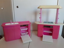cucina barbie con forno + lavandino, lavastoviglie e accessori