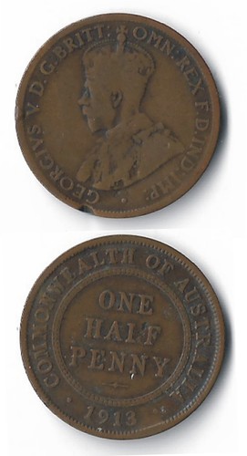 Australia penny 1913 - 1/2,