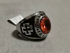 ANELLO UOMO IN ACCIAIO 316L CROCE CELTICA E PIETRO OVALE ROSSO VINTAGE CLASSICO