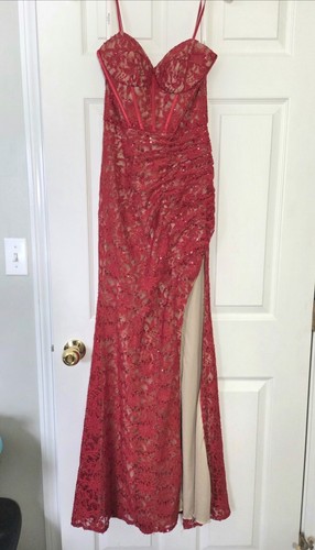 Abito elegante rosso pizzo