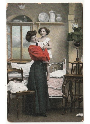 Antica cartolina mamma - antica, balia
