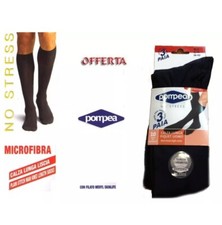 3 calzini lunghi da uomo in microfibra piquet Pompea calze calzettoni vari color