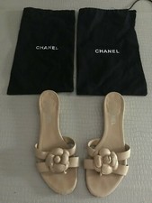 CHANEL SANDALI N. 38,5 COLORE BEIGE IN PELLE