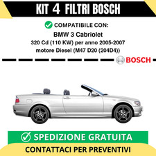 KIT BOSCH 4 Filtri tagliando per BMW 3 Cabriolet 320 Cd 110 kw Diesel 2005-2007