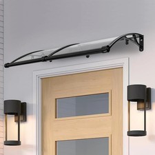 Tenda Tendina Pensilina 120x60 Cm Lega Di Alluminio Protezione Pioggia x Esterno