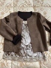 Canotta Giacca Marrone Velluto Ciniglia Sfoderata Nuova Donna Ragazza Completo