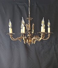  Lampadario medio ottone antico vintage illuminazione plafoniera 8 bracci 8 luci 