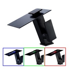 Design LED Bagno Acqua a Cascata Rubinetteria Nero Rubinetto Lavabo