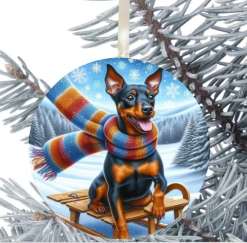 Pinscher dog hanging - dog, bauble