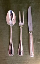 Christofle Malmaison Set Posate da Tavola Coltello Forchetta Cucchiaio Argentato - Buone Condizioni