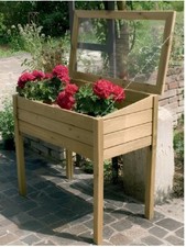 Serra per Sementi in Legno 50x100x75-82 cm con Anta Apribile Protettiva