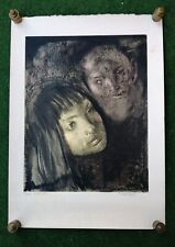 PINO PONTI LITOGRAFIA FIRMATA E PROVA D'AUTORE CM. 68.5 X 49.5 VOLTI