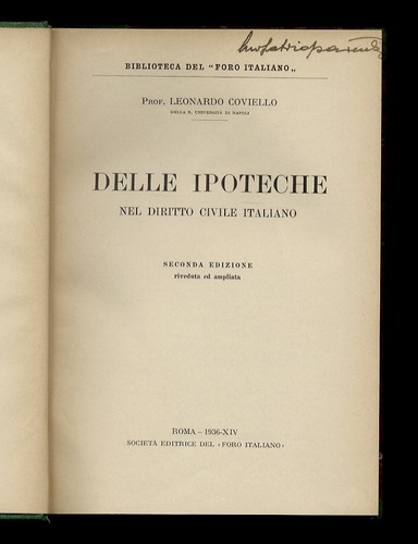 Delle ipoteche nel - , diritto