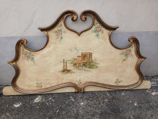 TESTATA LETTO SAGOMATA CON RUDERI DIPINTI E CORNICE DORATA - MATRIMONIALE 1960