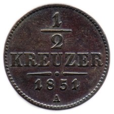 1/2 KREUZER 1851 AUTRICHE /