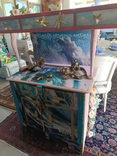 Mobile artigianale decoupage mare e fiori h136 L88 P58 cm