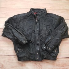 Giacca pelle ASE uomo grande nera bomber moto zip tasche foderata stile vintage