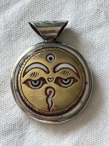 Tibetan silver eyes buddha - silver,