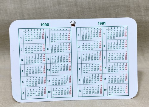 Rolex calendar 1990 1991 - rolex,