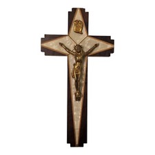Antico raro crocifisso legno e madreperla dei primi del 1900 XX sec arte sacra