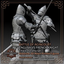 Battle of Agincourt - Diorama Cavaliere Inglese VS Francese Confezione da 2 - Modello Stampato in 3D