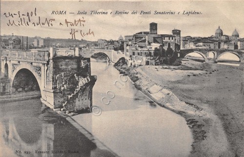 Cartolina roma isola tiberina - cartolina,