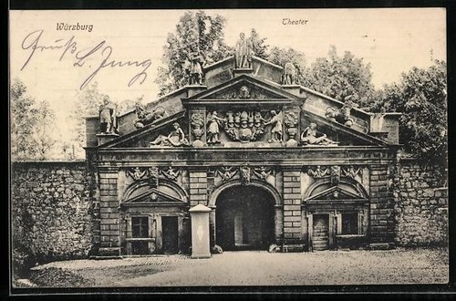 Cartolina würzburg teatro - cartolina, würzburg,