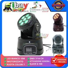 PROIETTORE LED RGB TESTA MOBILE ROTANTE EFFETTI DISCO DISCOTECA 7 LED WASH DMX