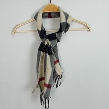 Sciarpa Burberry puro cashmere colore grigio frangia 135x19 elastico centrale