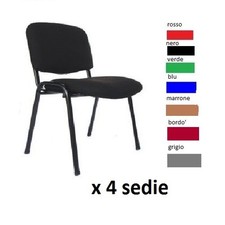 4 pz Sedia da Ufficio Fissa NUOVE da Conferenza Sala Attesa Riunione Convegni 
