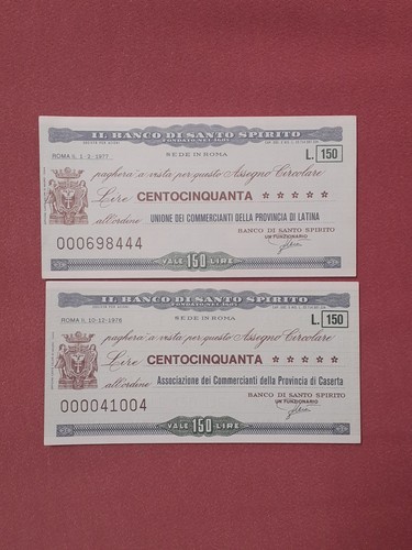 Lotto due miniassegni - lotto, di
