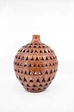 Vaso In Terracotta Orientale Fatto A Mano Porta Candela 32cm