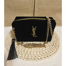 YSL Yves Saint Laurent Beaute borsa nera in velluto per trucco/cosmetici/xbody bag