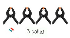 SET 4 MORSETTI PINZA A MOLLA IN PLASTICA 3" pollici 