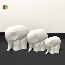 Statuina elefante porcellana vintage da collezione Limoges set di 3 regalo buona fortuna