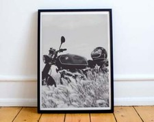 Bmw scrambler, motorbike fine art print, café racer, biltwell bubble shield, r45