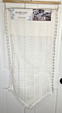SHABBY CHIC HOME RUNNER DA TAVOLO 16 X 90 OCCHIELLI PIZZO BIANCO NUOVO CON ETICHETTE