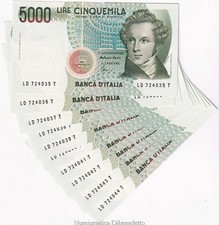 A5 - Repubblica - 5000 Lire Bellini 1996 - Consecutive da Mazzetta FDS / UNC