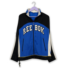 Felpa Reebok Vintage blu e nera con zip anni 90 - Taglia M/L uomo