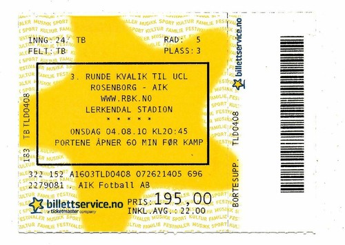 Biglietto rosenborg - biglietto, ec