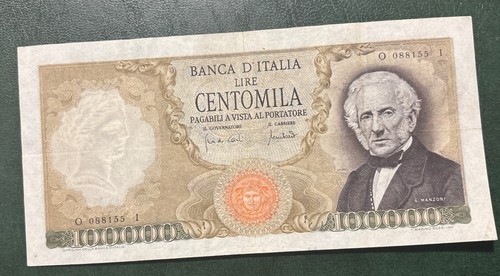 Banconota 100000 lire - lire, manzoni