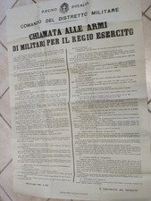 manifesto Seconda Guerra Mondiale 1943 CHIAMATA ALLE ARMI CLASSE REGIO ESERCITO