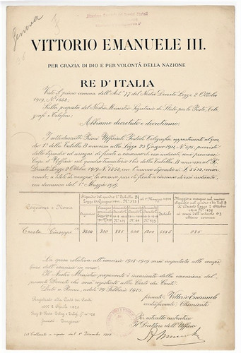 Regno italia attestato - regno, d'italia